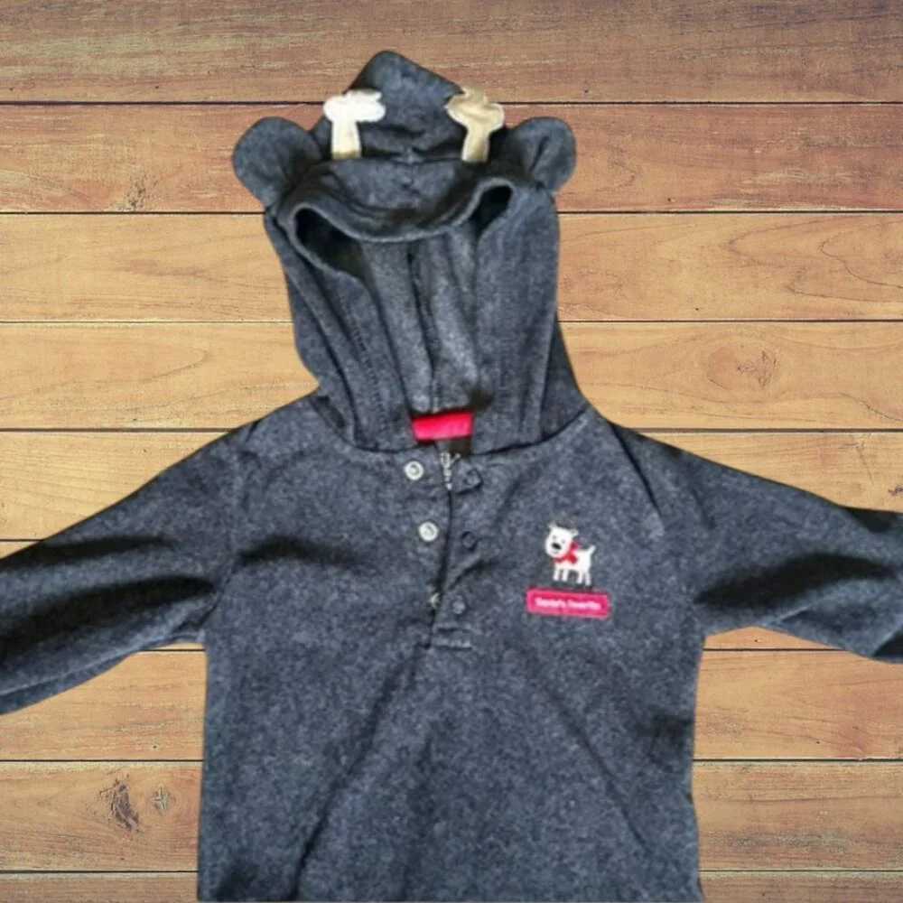 Carter's Child of Mine Dark Grey Sweater Santa Reindeer Christmas Baby 3-6 M